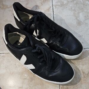 Veja Men's Black Sneakers with White Details